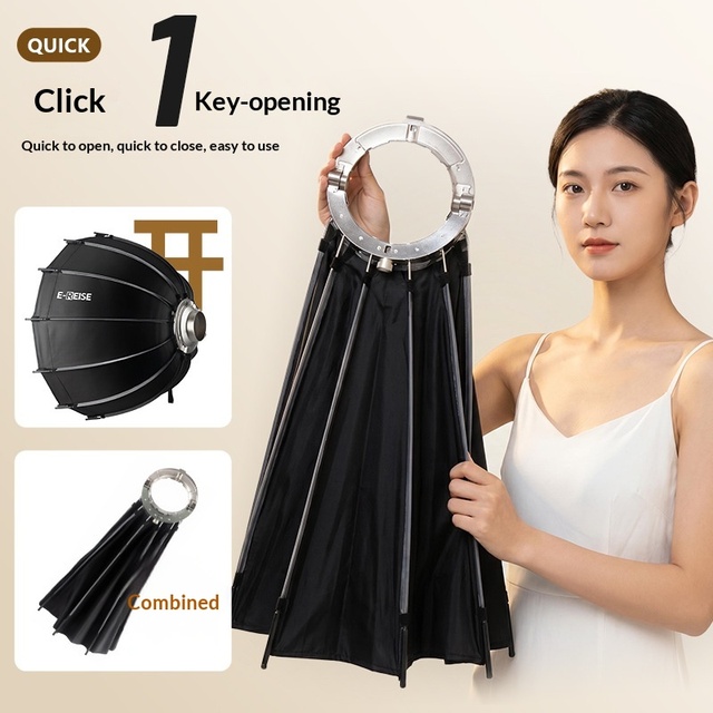 BowensQuick-folding Aluminum  90cm Deep Parabolic for 65cm Quick-Release Deep-Reach Design Grid Live Streaming Fill Light Lamp