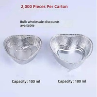Moules de cuisson en aluminium de qualité alimentaire résistants à la chaleur, récipients jetables ronds et en forme de cœur pour la cuisson des œufs, des cupcakes et de la friture à l'air chaud
