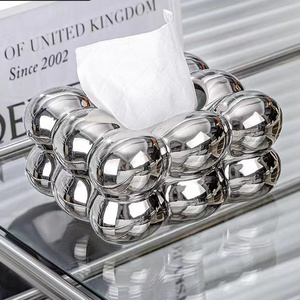 Boîte à mouchoirs de voiture rectangulaire de luxe moderne nordique or argent noir rouge décor rond nuage doré blanc boîte à mouchoirs à bulles en céramique - Product Image 4