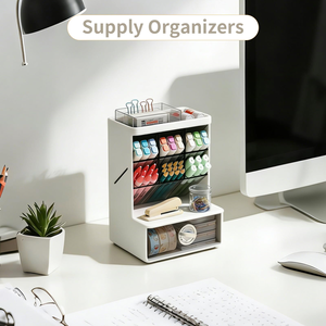 Slanted <b>Drawer</b> Style Four-Tier ABS <b>Plastic</b> Modern Multifunction Desk <b>Storage</b> Box Home Office Organizer Cosmetics Pens School - Product Image 3