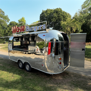 Free Shipping ACB Brand 4 Wheel Towable Stainless Steel Aluminum Mobile Food Trailer Snack Cart Pizza Truck Chips Rust Resistant - Product Image 2