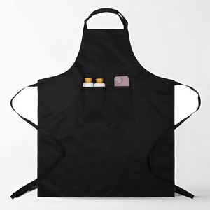 Tablier de cuisine réglable en coton et polyester noir pur avec logo personnalisé pour mariage, fête, vêtements de jardinage homme/femme - Product Image 1