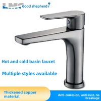 Robinet de lavabo en cuivre massif avec cartouche céramique, eau chaude et froide, monotrou, à poser sur le comptoir, pour salle de bain