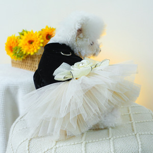 Nueva ropa de primavera/verano para perros pequeños y medianos, incluyendo faldas de tul y vestidos de novia estilo Hepburn. - Product Image 3