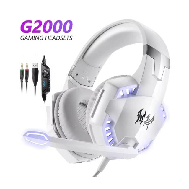 KOTION EACH G2000 Gaming Headset Deep Bass Stereo Game Headphone with Microphone LED Light Soft Memory Earmuffs for PC Laptop