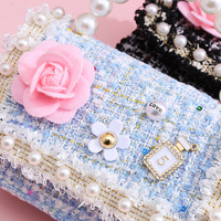 Mini fille épaule sac à bandoulière laine princesse sacs à main perle poignée mignon enfants sacs filles sac à main 2024