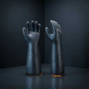 Gants en caoutchouc naturel de latex industriel de sécurité, résistants aux acides, aux alcalis et aux huiles, surface lisse noire, orange, 35 cm, usage intensif - Product Image 2