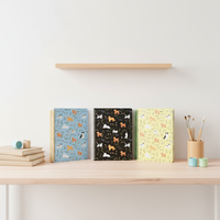 Carnet scolaire A4 à spirale avec couverture en tissu, motif Chiot de Jardin des Fêtes, 200 pages, impression UV, multicolore, logo personnalisé