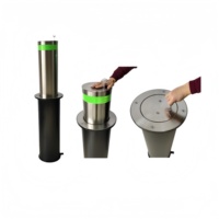 Borne de sécurité escamotable en acier inoxydable poli, verrouillable et anti-collision, pour la gestion d'accès aux parkings publics