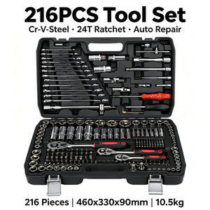 216Pcs Set Peralatan Perbaikan Mobil Baja Chrome Vanadium CR-V Ratchet Wrench Combo Kit Peralatan Mekanik Perawatan Otomatis Profesional - Product Image 2
