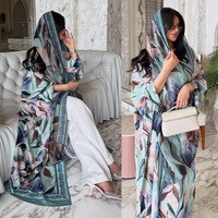 Robe longue maxi Abaya Nuosha OEM élégante à imprimé floral, coupe ample, manches longues, tenue pour femmes pour tous les jours et les occasions spéciales