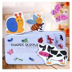 Puzzles créatifs pour enfants en bas âge, reconnaissance des couleurs, formes d'animaux, puzzle en 2 pièces pour enfants - Product Image 1