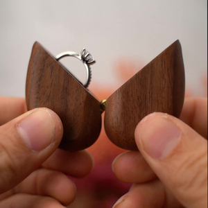 Walnut Wood Ring Wooden <strong>Box</strong> <strong>Heart</strong> <strong>Shaped</strong> Wedding <strong>Jewelry</strong> Storage Engagement Proposal Jewellery <strong>Box</strong> - Product Image 5