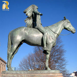 Berühmte Garten dekoration im Freien Großer Messing mann, der indische Pferdebronze-Skulptur reitet - Product Image 3