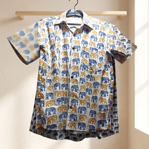 ชุดเสื้อเชิ้ตผ้าฝ้ายและกางเกงขาสั้นสไตล์ลำลองโบฮีเมียนฮิปปี้ ลายพิมพ์ เอวยางยืด กันยับ ระบายอากาศได้ดี - Product Image 2