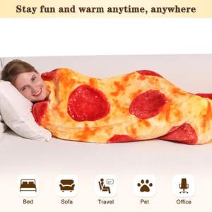 Couverture en polaire corail tricotée double face, motif pizza réaliste, anti-acariens, pour enfants et adultes, douce, design pepperoni, cadeau idéal - Product Image 5