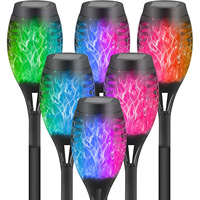 Lampe solaire extérieure 12 LED IP65 avec lumière scintillante effet flamme, étanche pour décoration de jardin, du crépuscule à l'aube