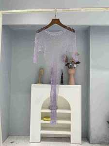 Plage vacances évider strass Internet célébrité cinquième robe résille vêtements pour femmes creux Sexy transparent robe de plage - Product Image 6