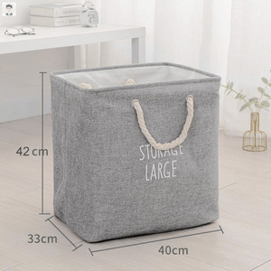 Thick Imitation <strong>Linen</strong> Storage <strong>Basket</strong> No Cover Foldable Fabric Organizer Laundry <strong>Basket</strong> for Clothes Toys - Product Image 4