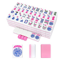 Jeu de Mahjong américain de luxe pliable de 1,2 pouce, 166 pièces, sans odeur, tuiles roses et blanches, non toxiques, emballage personnalisé avec logo