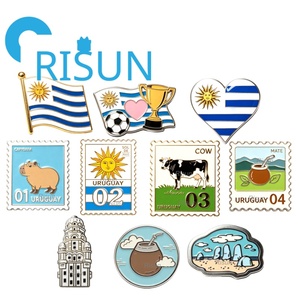 Venta al por mayor de imanes, broches y insignias personalizados con diseño de mapa de Uruguay y Montevideo, bandera del Sol, estilo Gaucho, recuerdo de viaje tropical, regalo. - Product Image 1