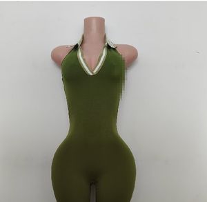 <span class=keywords><strong>Mono</strong></span> enterizo sexy de algodón Y2K con logo personalizado para mujer, sin espalda, <span class=keywords><strong>cuello</strong></span> <span class=keywords><strong>halter</strong></span> en V, ropa deportiva, enterizo de una pieza para mujer - Product Image 3