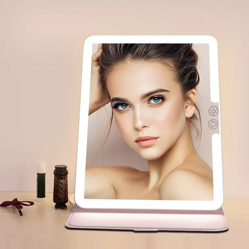 Ipad Style Fold Cosmetic Mirror Portable Travel Makeup Mirror With Led