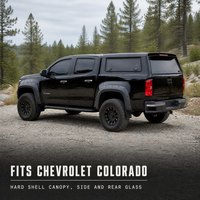 Auvent rigide noir pour benne de pick-up Chevrolet Colorado avec fenêtres latérales et vitre arrière
