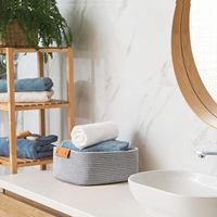 Panier tressé personnalisé à succès avec poignées en PU pour jouets et articles divers – Paniers de rangement en corde de coton pour jouets