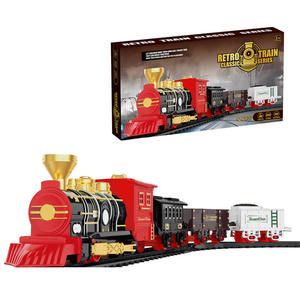 ชุดของเล่นรถไฟฟ้าสำหรับเด็กแบบปรับแต่งได้ รุ่นคลาสสิกย้อนยุค พร้อมเสียงเพลง รางรถไฟแบบยืดหยุ่น ประกอบง่าย ทำจากพลาสติก - Product Image 1