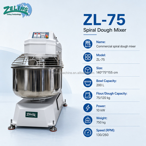 Mélangeur spiral automatique robuste 75 kg, pétrin industriel <span class=keywords><strong>pour</strong></span> la production de <span class=keywords><strong>pain</strong></span>, de pizza et de produits de boulangerie - Product Image 1
