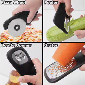 Gadgets de cuisine superposés Râpe à melon Coupe-herbe Moulin à ail Ouvre-boîte Râpe à fromage Couteau à pizza Ensemble d'épices - Product Image 6