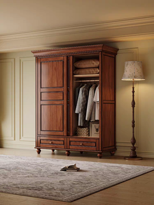 Armoire de chambre à coucher de luxe à 2 portes coulissantes en bois massif, style antique américain, rangement personnalisé, <span class=keywords><strong>placard</strong></span> en bois - Product Image 2