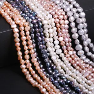 4-9mm baroque tumble shaped natural freshwater pearl two-faced shine loose pearl bead DIY jewelry accessories