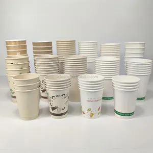 Taza Biodegradable de papel PLA para beber, caña de azúcar fría y caliente, para bebidas, agua, zumo, café o té