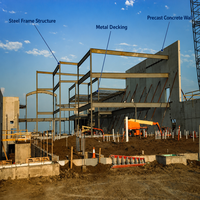 Bâtiment d'usine modulaire en structure d'acier préfabriquée, atelier industriel à ossature métallique personnalisée, grande portée