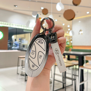 เคสกุญแจรถยนต์โลหะผสมสังกะสี ซิลิกาเจล สำหรับ Hyundai <span class=keywords><strong>IONIQ</strong></span> 6 Grandeur GN7 Sonata Elantra พร้อมพวงกุญแจ - Product Image 3