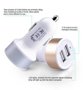 Chargeur de voiture double USB en métal mini 5V 2.1A à charge rapide, adaptateur de chargeur de téléphone portable de voiture à 2 ports, chargeur double USB - Product Image 3
