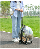Chariot de transport pour animaux de compagnie transparent à roulettes, grande capacité, étanche, portable, pour chat, approuvé par les compagnies aériennes, rigide