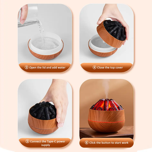 Humidificador 300ml Mini Flame Volcano Aroma Difusor Humidificador de aceite esencial para el hogar con 1 año de garantía - Product Image 5