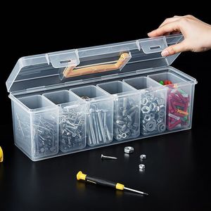 Caja de almacenamiento de piezas, caja de herramientas para el hogar, caja organizadora transparente portátil con divisores para tornillos y accesorios. - Product Image 3