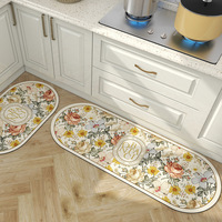 Tapis de cuisine en diatomite de style américain, antidérapant, absorbant, lavable, tapis de sol floral, utilisation dans la salle de bain