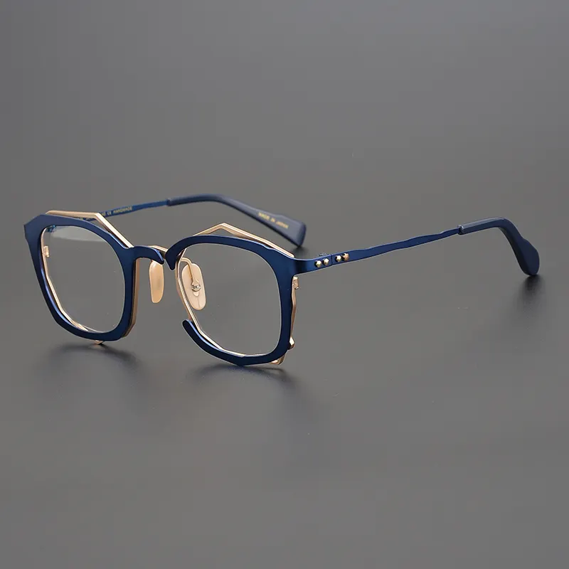 उच्च गुणवत्ता चश्मा उत्तम हस्तनिर्मित बहुभुज अनियमित डिजाइन कलात्मक फैशन चश्मा फ्रेम