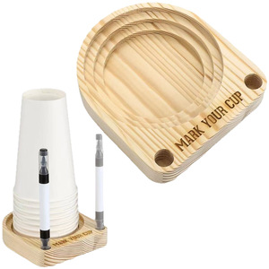 Portavasos de papel de madera con marcador para fiestas, hogar, cafetería, dispensador de almacenamiento de escritorio de color madera natural - Product Image 1