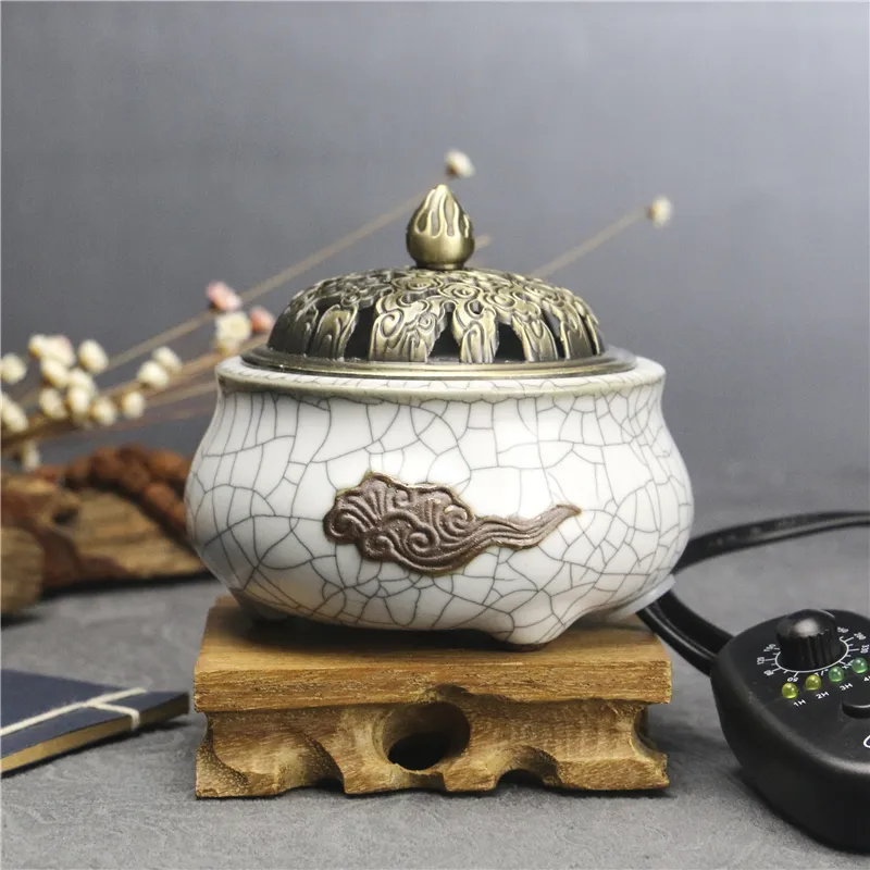 Electric Diffuser Timing Oil Wax Candle Warmer Mastic Heater Aromatherapy Censer Fragrance Powder Burner