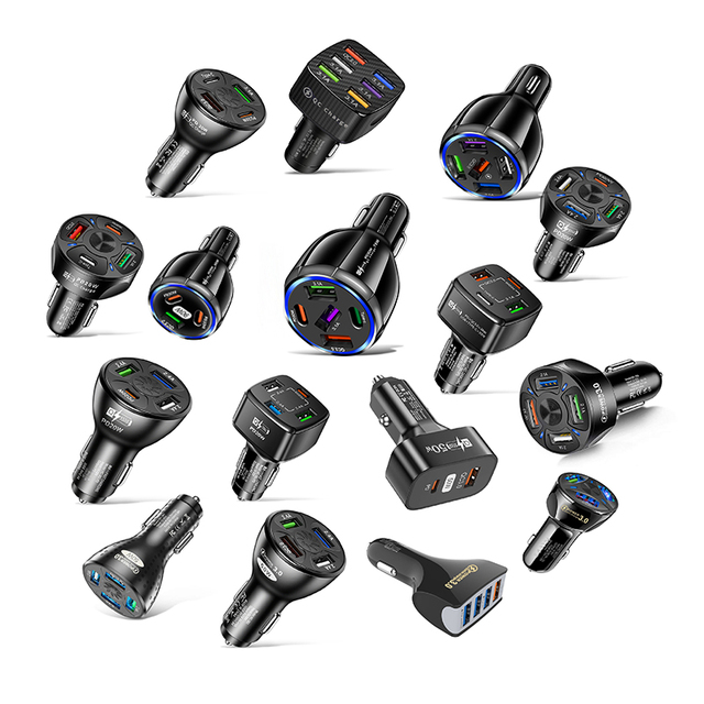 25W 30W 50W 59W 75W QC3.0 Cigarette Lighter Car Mobile Phone Adapter Charger PD 4 in 1 USB Car Charger Fast Charging for iPhone