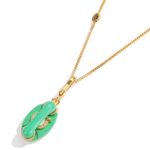 <span class=keywords><strong>Collier</strong></span> pendentif téléphone rotatif vert émail, breloque téléphone 3D ouvrable, bijoux pour femme - Product Image 2