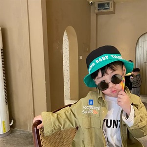 Estate all'aperto Unisex 2-8 anni di colore a contrasto per bambini 100% cappello a secchiello in cotone con logo personalizzato a sbuffo - Product Image 3