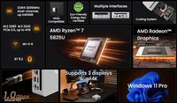 Mini PC AMD Ryzen 7 5825U 8 cœurs 16 threads, Radeon Vega 8 1G, LAN WiFi 6 BT 5.2, Win11, triple écran, 2x 4x USB pour le bureau