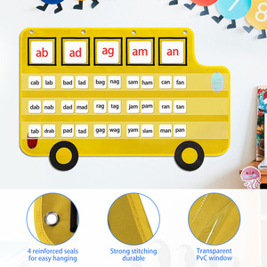 Large School Bus Shaped <b>Pocket</b> Charts for Kids, Back to School Supplies, Classroom Decor Hanging <b>Pocket</b> Charts - Product Image 5